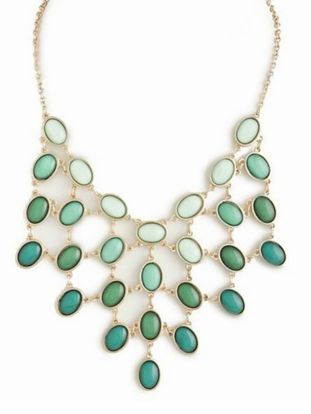 Sophia & Kate Gold-Tone Green Statement Bib Necklace & Earrings NWT